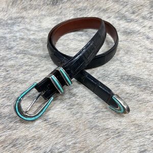 David Dear Turquoise Sterling Buckle on Crocodile Belt